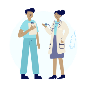 graphic of doctor with trainee